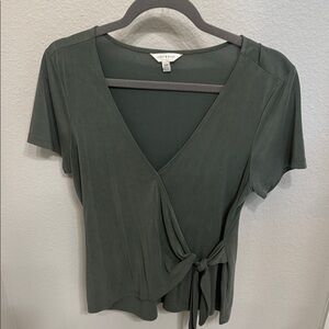Lucky Brand Olive Green Wrap Top
